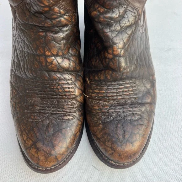 Vintage Sanders tall brown marbled leather western boot - Picture 15 of 16